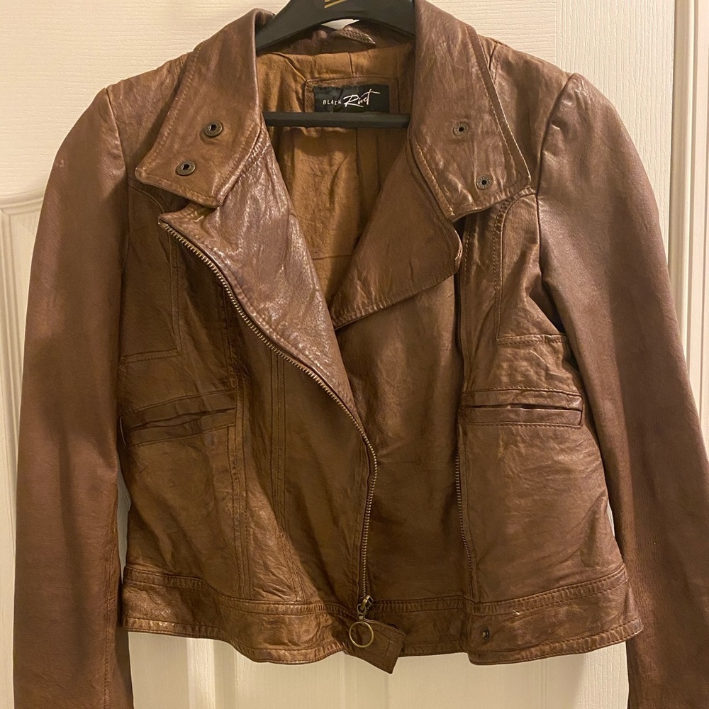 Brown Leather Moto Jacket